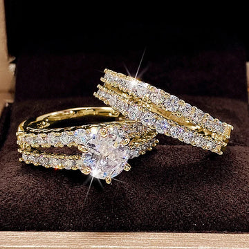 Hollow CZ Iced Out Ring Set (2pcs)