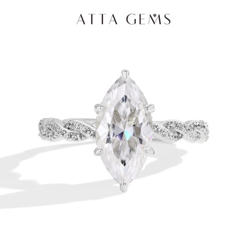 3.0CT Marquise Moissanite Engagement Ring