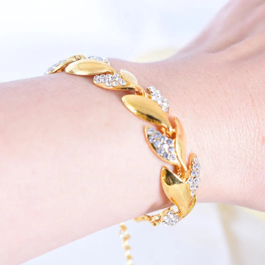 Gold Leaf Crystal Bracelet