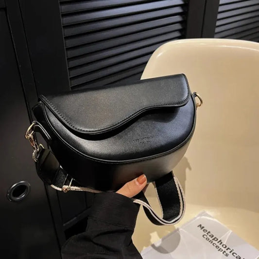 Vintage PU Leather Saddle Shoulder Bag