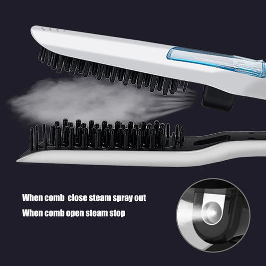 Professional Titanium Steam Hair Straightening Brush