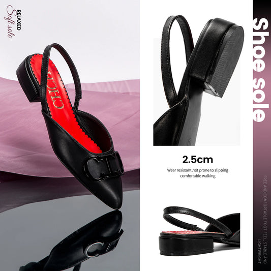 CHCH Black Pointed Loafers – Women’s Business Flat Shoes