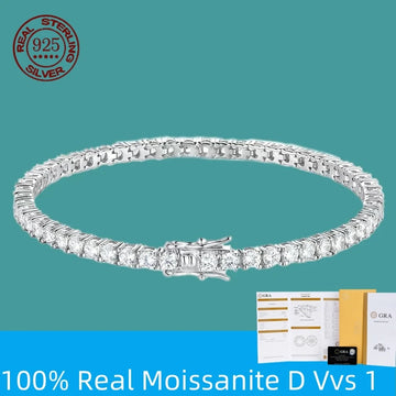 VVS1 Moissanite Tennis Bracelet – 925 Sterling Silver