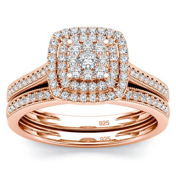 Rose Gold Moissanite Ring Set (2-Piece)