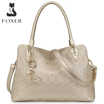 FOXER Genuine Cowhide Leather Tote Bag