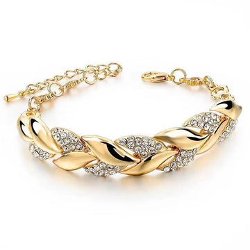 Gold Leaf Crystal Bracelet