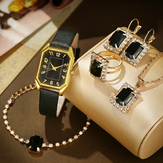 Luxury Square Women's Quartz Watch Set