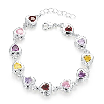 925 Sterling Silver Crystal Charm Bracelet