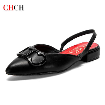 CHCH Black Pointed Loafers – Women’s Business Flat Shoes
