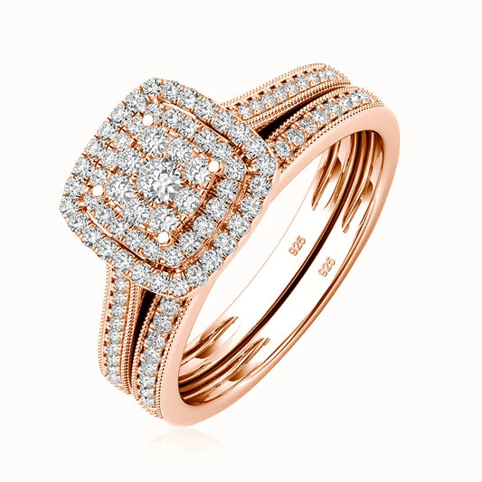 Rose Gold Moissanite Ring Set (2-Piece)
