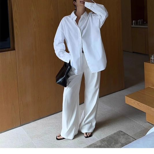 High-Waisted Wide-Leg Office Trousers